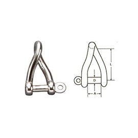 6mm STAINLESS STEEL 316 (A4) Twisted shackle Pack Size : 2