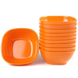 EWEIGEER 4.4-inch Melamine Dessert Bowl Kids Plastic Bowls,Small Bowl For Ice Cream Snacks Rice Salad Soup Cereal.Set of 10,Orange