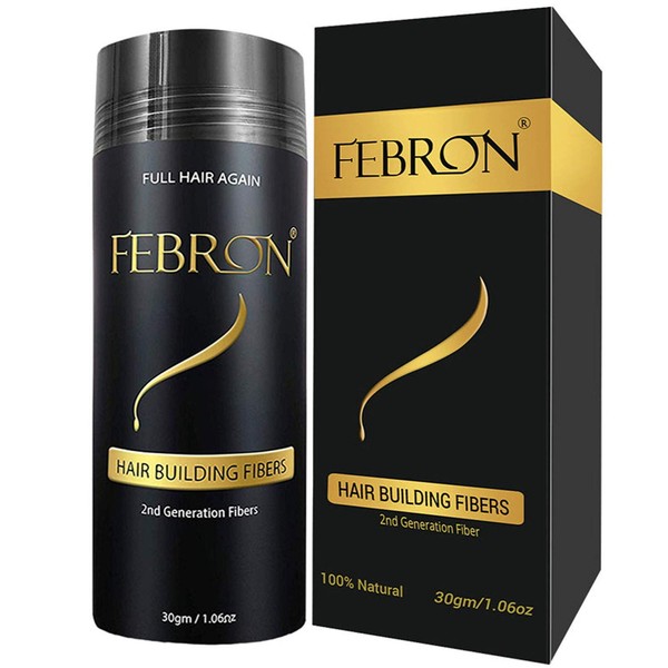 FEBRON Hair Fibers For Thinning Hair DARK BROWN For Women & Men Hair Loss Concealer Hair Powder Volumizing Based 100% Undetectable & Natural - Bold Spots Filler (30 Gram, Dark Brown)