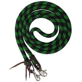Showman 8' Braided Nylon Barrel Reins w/Scissor Snap Ends (Green)