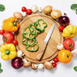 Bambú Tabla De Corte Bambú Circular Ecológica 32 Cm - Tb0268 Color Marrón