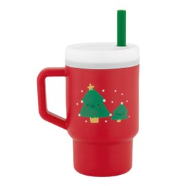 Infantino My 1st Tumbler Christmas Edition, Silicone Sippy Cup with Straw & Handle, Spill-Resistant Baby Cup for On-the-Go, BPA-Free Transition Cup, Christmas Tree