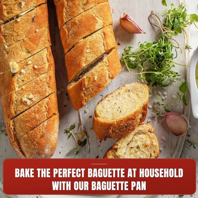 KITESSENSU 15 Inch Silver Baguette Baking Pan Nonstick Bread Pan