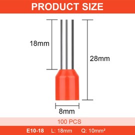 Flintronic 100Pcs Wire Ferrules kit, Electrical Connectors, Wire Terminal Ferrules Crimp Connector, Insulated Cord Pin End Terminal Crimp Ferrules Kit with Portable Box, E1018 10m㎡ (Red)