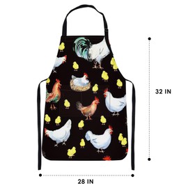 Bribay Aprons For Women, Home Kitchen Cooking Baking Gardening for Men With Pockets, Happy Chicken Farm Rooster Cute Bird 32x28 inch