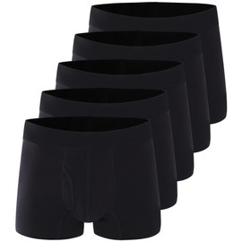 AIRCUTE Urine Incontinence Underwear for Men Washable Leak Proof Absorbency Boxer Briefs Bladder Control 60ML with Fly 5 Pack (L,Black5)
