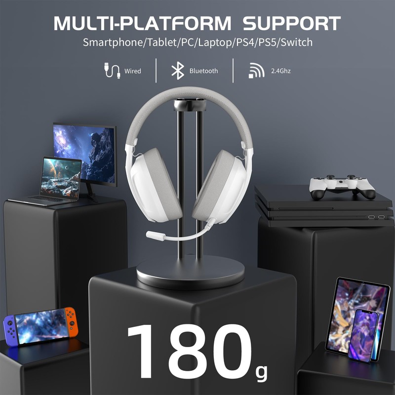 ATTACK SHARK L80 Ultra Light Wireless Gaming Headset,Bluetooth 5.3,2.4G,3.5mm Wired,50