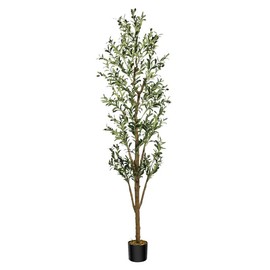 7 FT/6FT/5FT Artificial Olive Tree - Lifelike Faux Silk Olive Plant with Olive Leaves, Ideal for Home (Living Room, Bedroom, Balcony Corner), Office, and Garden Decor.:_5ft_1