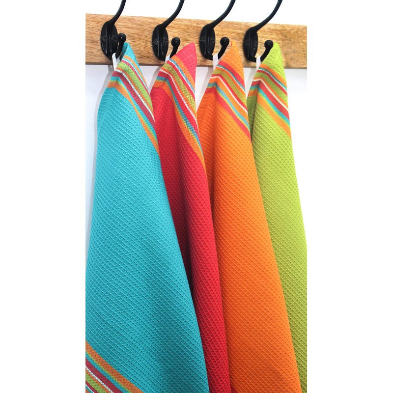 COTTON CRAFT Salsa Stripe Kitchen Towel - Set of 8