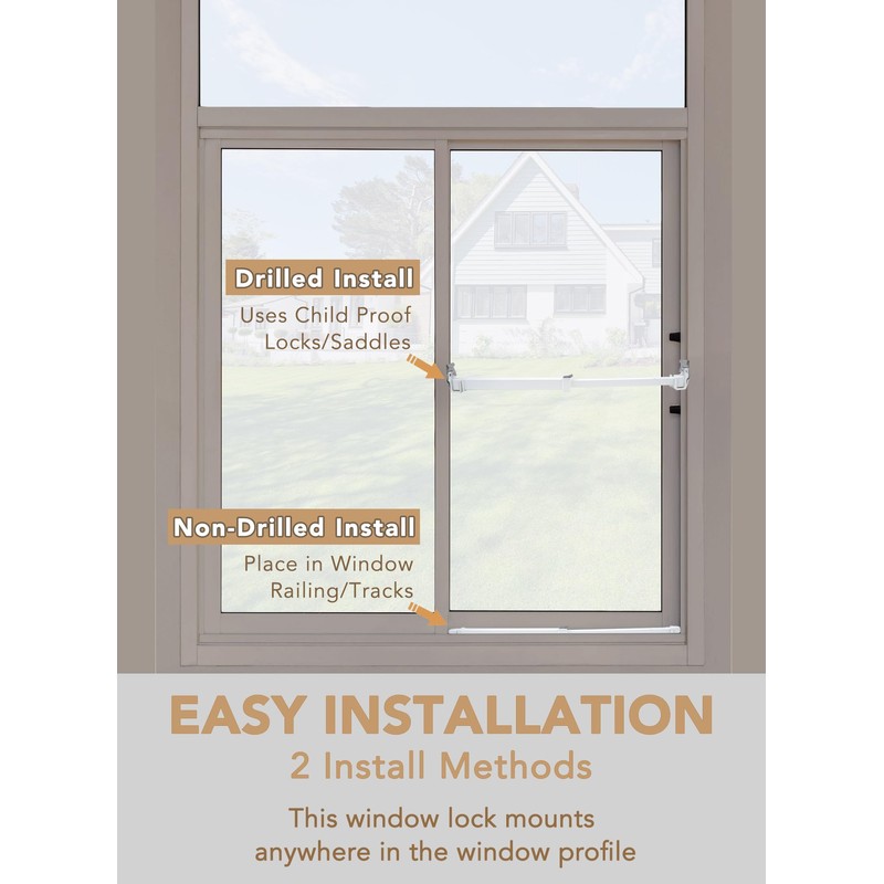 Greatim GT-DB005 Home Security Window Lock, Egress Window Lock, Childproof,