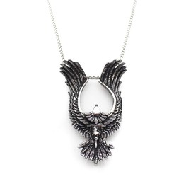 Eagle Pendant, Flying Bald Eagle Necklace for Men, Norse Viking Eagle Wing Necklace Eagle Jewelry, Hip Hop Hawk Charm Necklace Stainless Steel Punk Eagle Animal Pendant Necklace