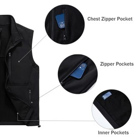 Msmsse Men's Outerwear Lightweight Vest Standing Collar Puffer Sleeveless Jacket for Hiking Running Golf Black L