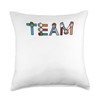 Team Shirts Team Throw Pillow, 18x18, Multicolor