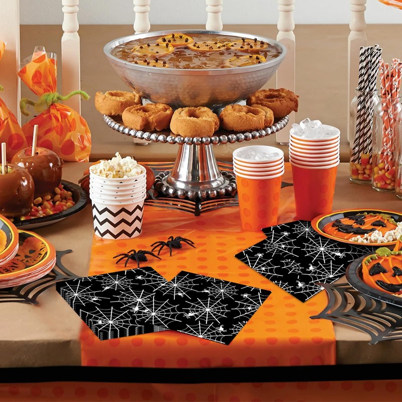 60 Pack Halloween Spider Web Paper Napkins – 13 x