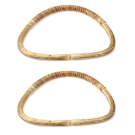KUMGROT 2pcs Wood Bag Handles Bamboo Bag Handle Replacements D Shap Decorative Purse Handle for Beach Bag Handbags Straw Bag 18.5×13cm/7.28×5.12in