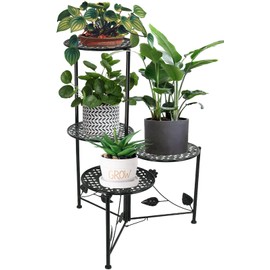 NAKUPE Plant Stand Indoor Outdoor, 3/4 Tier 30" Tall Metal Flower Pot Holder Shelves for Multiple Plants, Multi Tiered Planter Rack Display Shelf for Patio Garden Living Room Corner(Black)