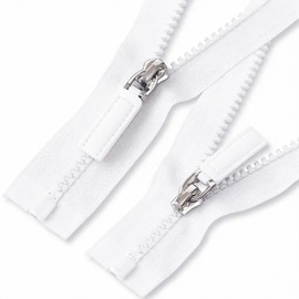 Deoward 2PCS #5 24 Inch Separating Jacket Zippers for Sewing Coats (White)