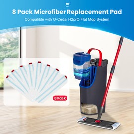 8 Pack Microfiber Mop Pad for O-Cedar H2prO Flat Mop System, Reusable Mop Head Replacements, Machine Washable