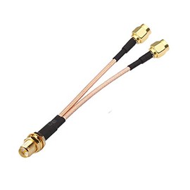 RedYutou 4G Antenna Cable, rp-SMA Female to Dual SMA Male Cable SMA Connector V Type Splitter Coax Cable 6-inch (15cm) (not Applicable to TV)