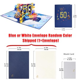 GREETING ART 50th Birthday Card for Men and Women,50th Birthday Gifts for Her Him,50th Birthday Pop Up Card,50th Bday Card for Wife Husband, 50 Year Birthday Card,50th Anniversary Card