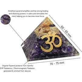 Large Orgone Pyramid | Amethyst Pyramid Crystal | Holistic OM Orgonite Pyramid | Organ Pyramids Positive Energy Healing