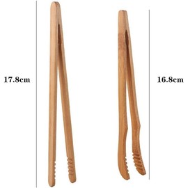 2Pcs Bamboo Toaster Tongs 6.6in/7in Long Tongs Food Clip Kitchen Tongs for Tea Bread Pickle BBQ Salad,Cooking and Holding(1straight and 1bent)Cooking Utensil,Cooking Tongs,Kitchen Utensils and Gadgets