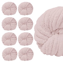 SUNTQ 8 Pack Jumbo Chunky Chenille Yarn for Crocheting, Bulky Thick Fluffy Yarn for Hand Knitting Blanket, Soft Plush Knitting Yarn for Scarf,Home Decor, Pink(32 yds,8.8 oz Each Skein)