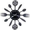 Black Kitchen Wall Clock Removable Modern Cutlery Kitchen Spoon Fork