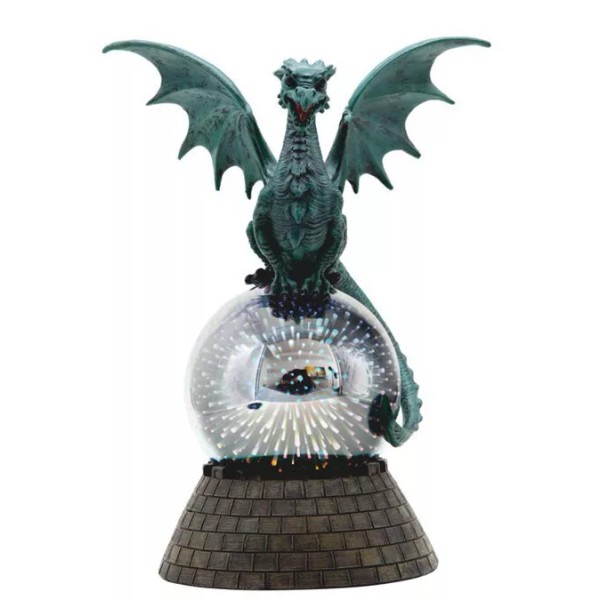 Teal Monarch Dragon Perching On LED Optic Plasma Ball With