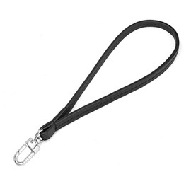 Senral Leather Wristlet Genuine Leather Wrist Strap DIY Wristlet Strap, Hand Wrist Lanyard, Purse Leather Strap for Pochette and Clutch, Black bracelets with silver clasp