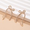 Gold Sparkly Rhinestone Bow Earrings for Women Teen Girls,Long Chain