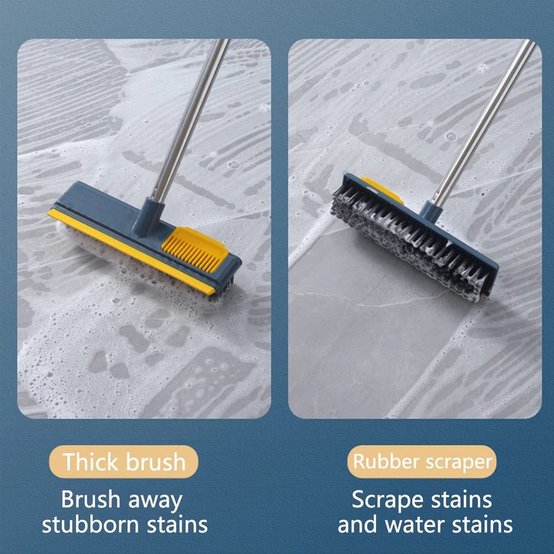 Floor Scrubber Brush, Telescopic Handle 2 in 1 Scraper Brush,
