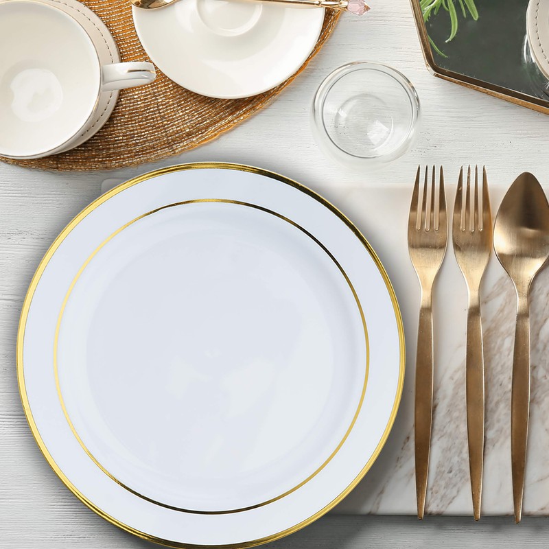 MATANA - 25 Premium Multi-Use Plastic Dessert Side Party Plates