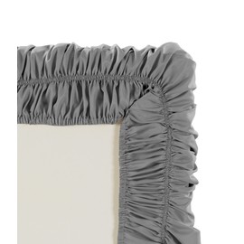 Falda elástica de cama de 14 pulgadas, fácil de poner y quitar y quitar el polvo, con volantes, color gris claro, tamaño Queen-King)