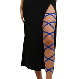 AndThere Rave Leg Wraps Elastic Thigh Garter Leg Straps Plus Size Dancing Music Festivals Cosplay Outfits for Women, Blue