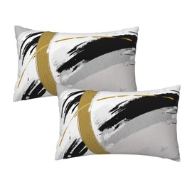 Nezweld Abstract Black and Gold Grey Throw Pillow Covers 12x20 Set of 2, Minimalist Ink Line Lumbar Pillow Case Outdoor Decor Cushion Case Decoration for Home Couch Chair Sofa