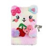 Amonk Secret Diary with Lock for Girls, Fuzzy Cat Kids