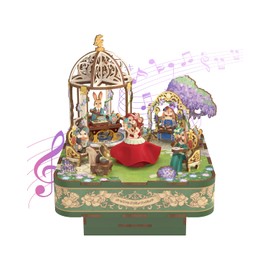 Tonecheer Music Box Wooden 3D Puzzle, DIY Model Kit for Adults, Rotating Music Box, Wooden Puzzle for Home Decoration, Gifts for Birthday, Christmas (Waltz in the Garden)