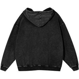 BINTEHGS Mens Oversized Hoodie Vintage Acid Wash Hoodie Baggy Cotton Hooded Sweatshirts Unisex Distressed Pullover Streetwear(Black,L)