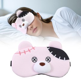 PERFECTSIGHT PERFECTSIGHT Sleep Eye Masks, Cute Plush Sleep Eye Cover Lightweight Adjustable Eyeshade Faux Fur Mask Cover for Women Men Kids Sleep Travel Nap, Pink Pudding Bear
