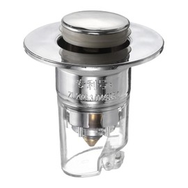 sourcing map Bathroom Sink Stopper Push Type Sink Drain Strainer with ABS Filter Basket Hair Catcher Fit for 1.3"-1.6" 2.6" Depth Bathroom Kitchen Sink Drain Hole Silver