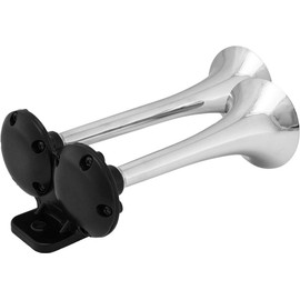 Vixen Horns Loud 2/Dual Trumpet Train Air Horn with One Compressor Full Complete System/Kit Chrome 12V VXH2311C