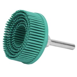 Oumefar 2 Inch Bristle Disc Grit, with 1/4" Shank Emery Rubber Abrasive Brush Polishing Grinding Wheel for Burr Removal, Roloc Bristle Disc for Metal(Green)