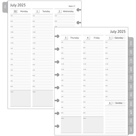 2025-2026 Planner Refills for 8-Discbound Notebooks, Weekly and Monthly Appointment Book Inserts with Month Tabs, 8-Disc Punches, Junior Size