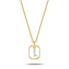 JEMUALE 925 Sterling Silver Initial Necklaces for Women Dainty Letter Pendant Necklace with Cubic Zirconia Gold Necklaces Jewelry L