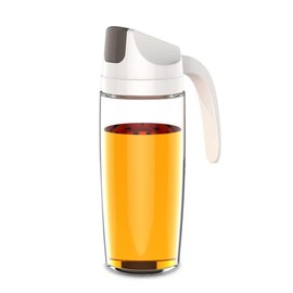 KEPTFIT Botella dispensadora de Aceite de Oliva, 600 ml, a Prueba de Fugas, vinagre de Vidrio para condimentos con Tapa y tapón automático, Boquilla antigoteo, Mango Antideslizante para Cocina