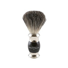 Edwin Jagger Pure Badger Shaving Brush - Imitation Ebony Handle with Nickel Plated Collar and End Cap