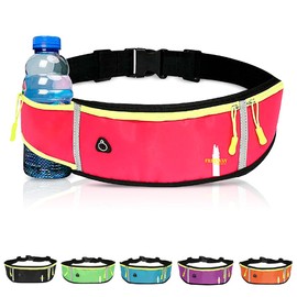 FREEWAYMultifunction Running Bag - Sports belt - Training Belt with Water Bottle Holder - Sports Belt with Zipper - for Men and Women (PINK)
