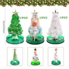 Growing Magic Christmas Tree, 3 Pieces Mini Artificial Christmas Tree, DIY Magic Paper Tree, Snowman, Crystal Breeding Set for Children, DIY Crystal Breeding and Toys Learning Guide