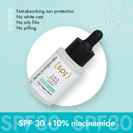 Skincyclopedia Sonnenschutz Gesichtsserum LSF 30, Anti Pickel Serum mit 10% Niacinamide, Face Sun Protection with SPF 30, UVA und UVB, Sonnenschutz mit hohem Breitspektrumschutz, 30ml